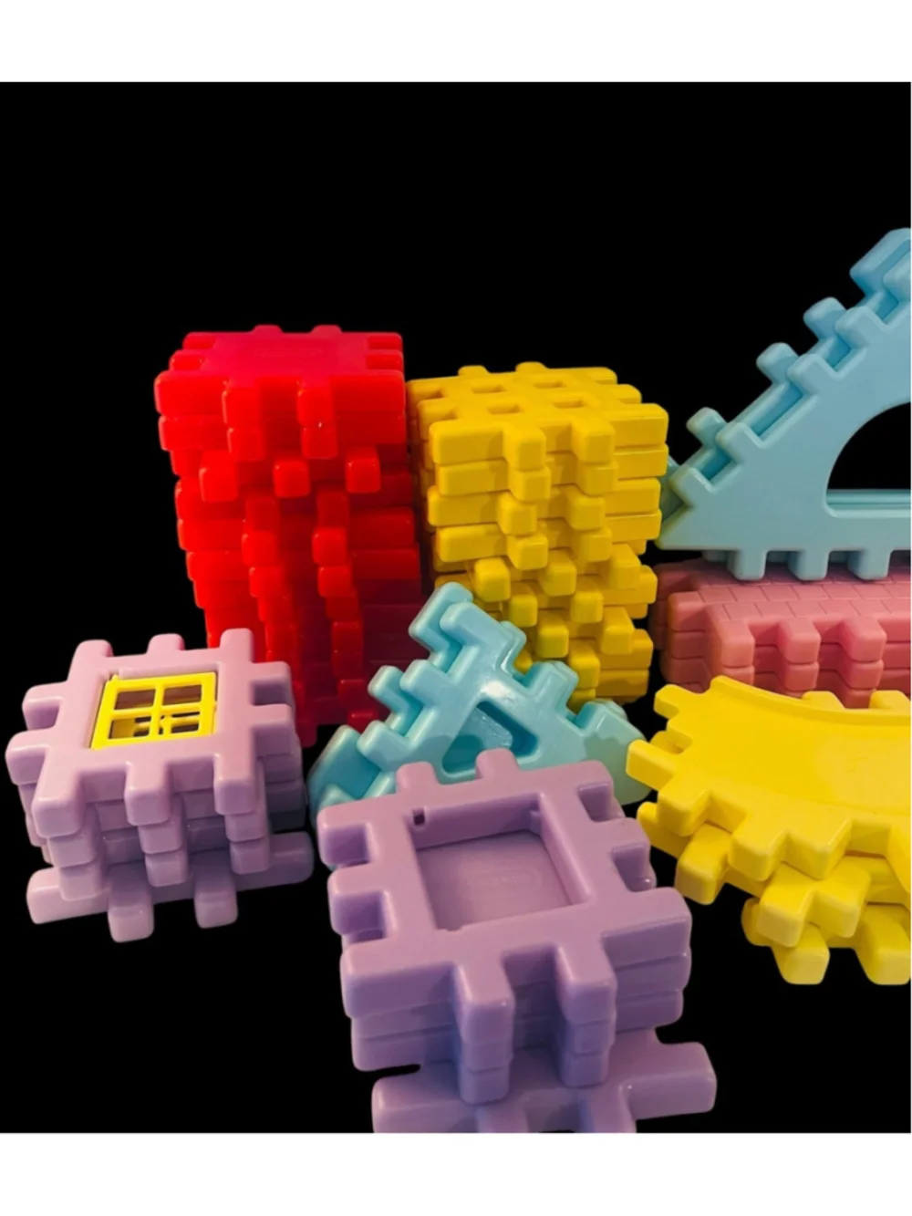 Vintage Little Tikes Wee Waffle Blocks Mixed Lot of 49 House Road Interlocking